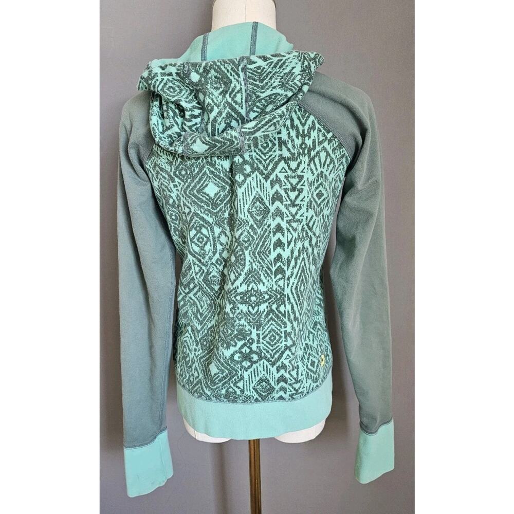 Marmot Geometric Tribal Print Teal Green Hoodie Outdoor Camping Hiking Sz M - Picture 3 of 9